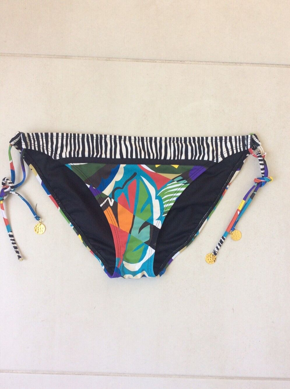 Bleu Rod Beattie String Bikini Bottom Multicolor Print Swim FLAW